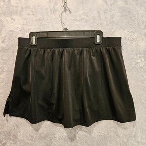 Lands' End Womens Size 14 Swim Bottom Swim Skirt Skirted Black Spandex Blend Str